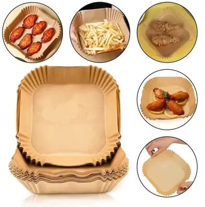 50 Airfryer Bakjes - Bakpapier voor airfryer - Papier - Vierkant - 20CM - 4,5CM hoog - CHPN