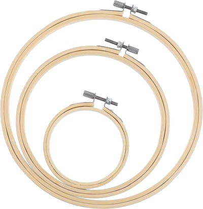 Ronde borduurframes set van 3 - Verstelbare houten frames voor DIY kruissteek borduurwerk en naaien (8/15/20cm)