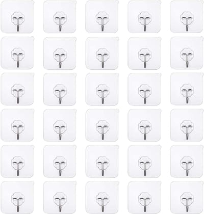 Famanu - Zelfklevende wandhaken, 30 stuks, transparant, waterdicht, antislip, tot 10 kg draagkracht