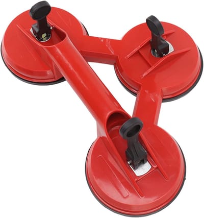 Zuignap Lifter - Handvat Gereedschap - Glas Verplaatsen - 3 Klauwen 90KG - 32.3 cm - Rood