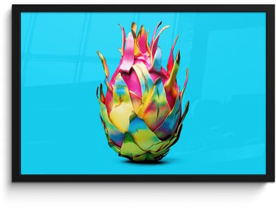 Poster in lijst - Fotolijst 60x40 cm - Posters - Drakenfruit - Blauw - Levendig - Posterlijst zwart - Decoratie - Wanddecoratie woonkamer - Muurdecoratie slaapkamer