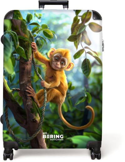 NoBoringSuitcases.com® - Koffer groot - Reiskoffer lichtgewicht - Aap - Jungle - Speels - Rolkoffer met 4 wielen - Grote trolley XL - 98 liter bagage