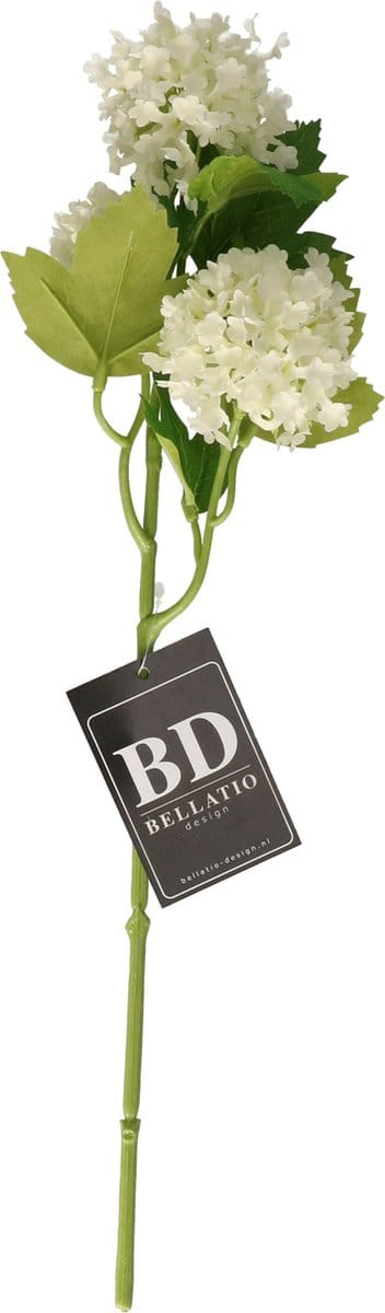 Bellatio Design Kunstbloem Viburnum / sneeuwbal Roseum - 50 cm - creme wit - losse steel - kunst zijdebloemen