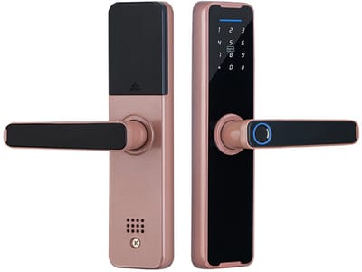 Biometrisch Vingerafdruk Deurslot - Bluetooth Elektronisch voor Houten Deuren - Sleutelloze Ontgrendeling - Roze Kleur - 22 x 160 mm