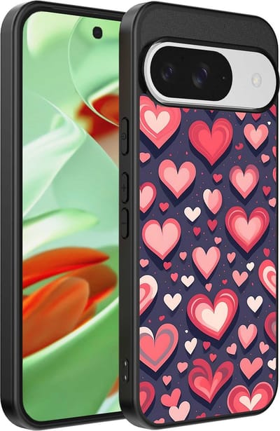 Geschikt voor Google Pixel 9 Pro Telefoonhoesje met Hartjes Opdruk - TPU Backcover Case With Heart Design - Smartphonica geschikt voor Google Pixel 9 Pro
