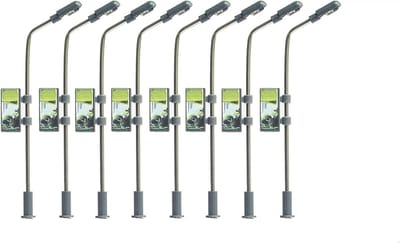 8 Stuks Model Spoorweg Train Lampen LED Straatlampen Metaal Enkelkop Verlichting HO OO Schaal voor Modelbouw en Diorama's