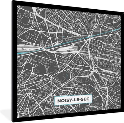 Fotolijst incl. Poster - Frankrijk - Plattegrond - Stadskaart - Noisy-le-Sec - Kaart - 40x40 cm - Posterlijst
