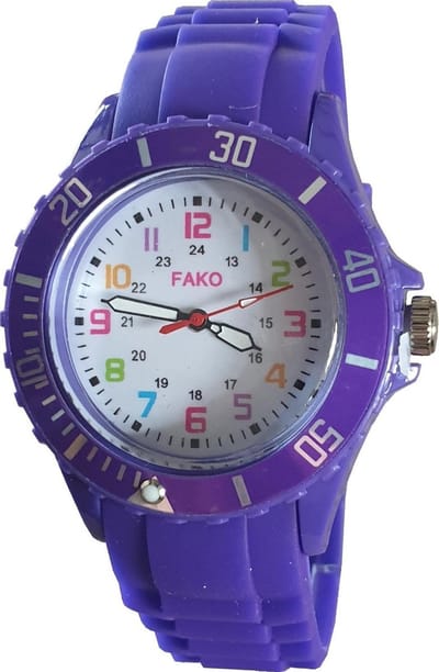Fako - Kinderhorloge XL - Siliconen - 40mm - Regenboog - Paars