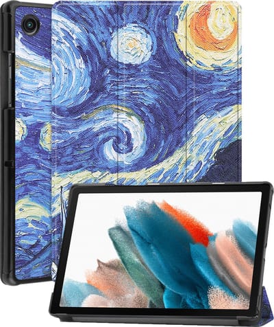 Hoesje Geschikt voor Samsung Galaxy Tab A8 - Dun & Stevig - Trifold Bookcase - Hard Cover - Hardcover Book Case - Tablet Hoes - Sterrenhemel
