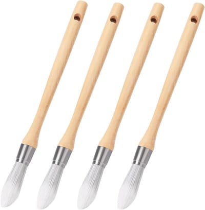 Set van 4 Ronde Verfkwasten, Fijne Puntkwasten voor Gedetailleerd Schilderen, Ideaal voor Raamprofielen en Deuren, 15 mm