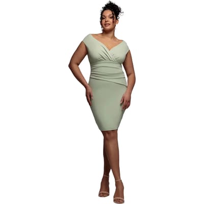 Off-shoulder jurk dames Goddiva Plus Midi