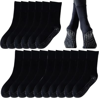 Tergy 8 paar lange yogasokken met grip voor vrouwen, antislip gripsokken, antislip sokken voor pilates, barre, dans, yoga