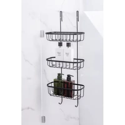 Aquavive Doucherek - 3-laags - Vrij Hangend - Metaal - Zwart - 24x61x12,5cm