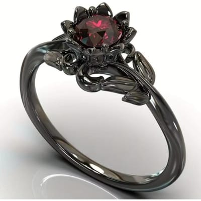 Gotische Mode Rode Kleur Set Zirkonia Bloem Damesring voor Vrouwen Vintage Vakantiefeest Sieraden Accessoire Cadeau 9 black