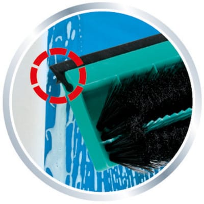 Leifheit raamwisser met borstel en telescoopsteel - 28 cm wisbreedte - 110-190 cm - Click System - turquoise - grijs