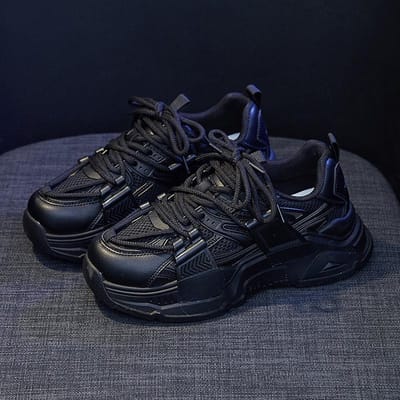 Chaussures d'été pour femmes, nouvelles chaussures décontractées respirantes à plateforme, chaussures de sport polyvalentes pour femmes 40 noir