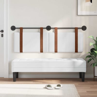 vidaXL - Hangend - hoofdbord - Wit - Antiek - PU