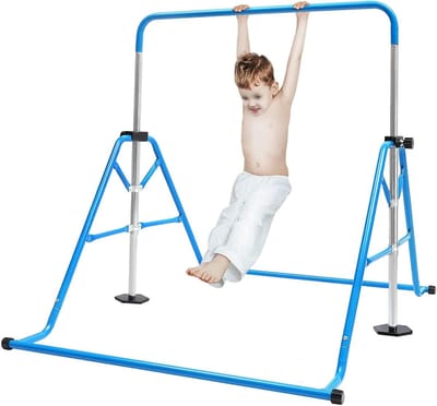 Gymnastiekstang Kinderen - Turnstang Inklapbaar - Thuis Sporten - In Hoogte Verstelbaar - 115-155 cm - Blauw