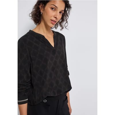 Blouse met gespleten hals en tape