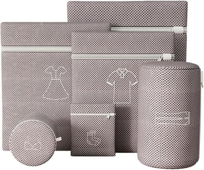 Mesh Waszakken - Beschermzakken - Kleding Beschermen - Set van 6 - Verschillende Maten - Grijs