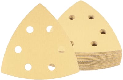 Dailygoods- Schuurpapier Set 20 Stuks - Schuurpapier Driehoek 9,9 x 9,9 x 9,9 cm - Korrel 180 - Antistatisch - Aluminiumoxide - Geschikt voor Houtbewerking - Schuurvellen