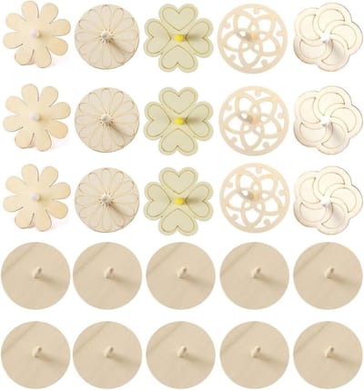 Houten Tol Set - Draaitol Speelgoed - Creatief Knutselen - Natuurlijk Hout - 25 stuks - Natuurlijk Hout