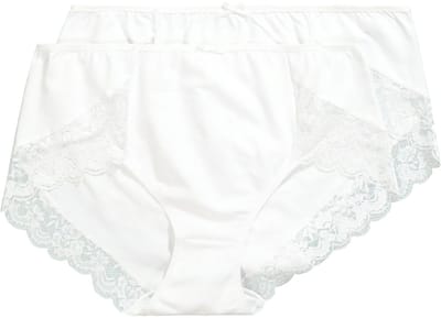 Ulla Popken - Dames - set van 2 tailleslips met kant - Sneeuwwit - Maat 42+