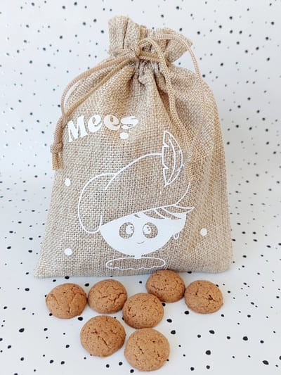 Sinterklaas Pepernoten Zakje Met Naam - Gepersonaliseerd Cadeauzakje - Snoepzakje - Jute