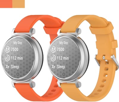 Stravo 2-Pack 14mm Siliconen Smartwatch Bandjes Geschikt voor Garmin Lily 2 (alleen tweede versie) – Siliconen Horlogebandjes – Oranje + Geel