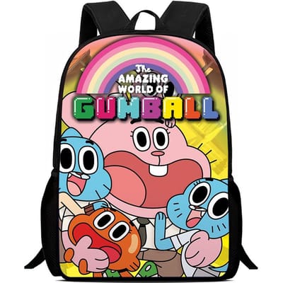 Nylon Rugzak The Amazing World of Gumball Print Schooltas voor Jongens Meisjes Kinderrugzak met Cartoon Zachte Rug en Duurzaam
