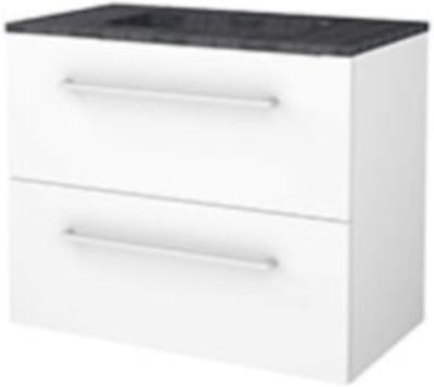 Basic-Line Start 46 Badkamermeubelset - 80 x 46 cm - Met Grepen - 2 Lades - Hardstenen Wastafel - Zonder Kraangat - Ice White