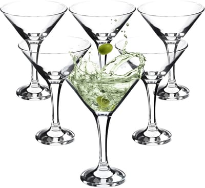 KADAX Martinigglazen, 175 ml cocktailglazen van hoogwaardig glas, vaatwasmachinebestendige longdrinkglazen, partyglazen, glazenset voor feest, cadeau, bar (6 x 175 ml)