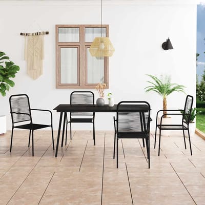 vidaXL - 5-delige - Tuinset - katoenen - touw - en - staal - zwart