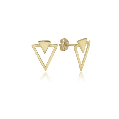 Tijdloos Driehoekig Goldplated Earring Zilveren (925 sterling zilvergehalte) Oorbel Trendy Minimalistisch Goudkleurige Bedel Meisje | Cadeau Voor Vrouw