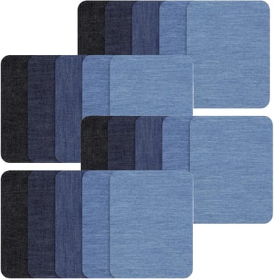 20 Stuks Denim Patches voor Jeans Reparatie - Strijkbare Patches in Diverse Blauwtinten voor Kledingdecoratie (9.5 x 12.5 cm)