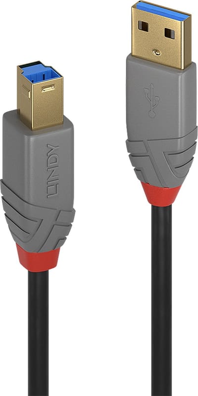 LINDY 36741 USB-kabel USB 3.2 Gen1 USB-A stekker, USB-B stekker 1.00 m Zwart