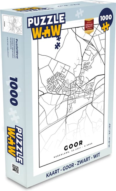 Puzzel Kaart - Goor - Zwart - Wit - Legpuzzel - Puzzel 1000 stukjes volwassenen