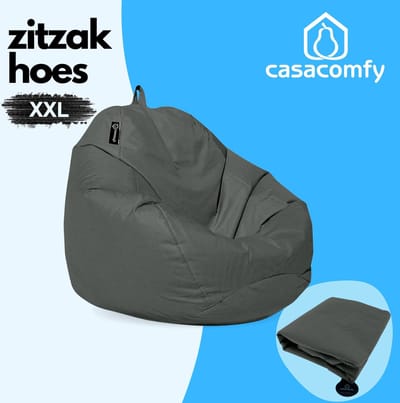 Casacomfy Zitzakhoes – Pear XXL – Zonder Vulling – Antraciet – Stoffen Bekleding – Volwassenen & Kinderen