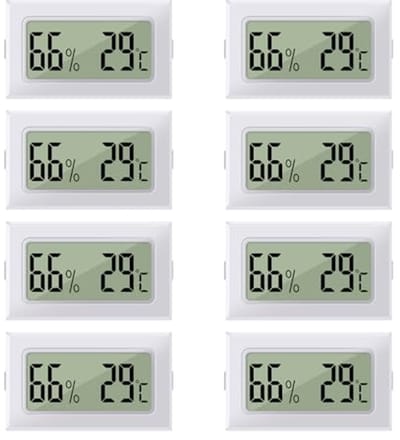 Mini LCD Digitale Thermometer en Hygrometer - 2-in-1 Luchtvochtigheidsmeter voor Broeikas en Kelder - 8 Stuks