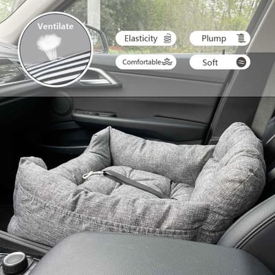 Siège auto pour chien avec sangle de sécurité Sièges rehausseurs pour chiens de petite et moyenne taille ou chats Lit confortable universel pour chien pour voiture Single Seat gris