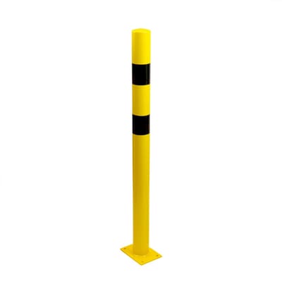 Stalen rampaal – vloerbevestiging – geel/zwart – binnen- en buitengebruik - Geel & Zwart - x x ø 76 mm = 3,2 mm / ø 89 mm & ø 159 mm = 3,6 mm- - Steel - ø 76 mm = 3,2 mm / ø 89 mm & ø 159 mm = 3,6 mm - Voor binnen & buiten