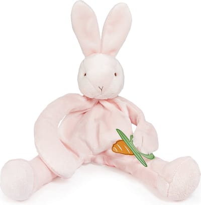 Bunnies By The Bay Knuffeldoekje met speenhouder Konijn - Speendoekje - Extreem zacht - Klittenband sluiting voor speen - Machine-wasbaar - 25 cm - Roze