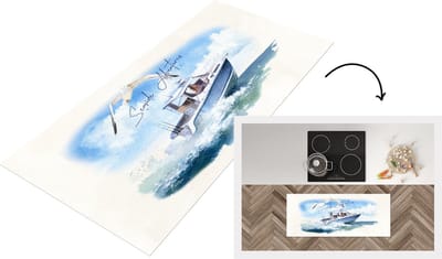 Keukenloper - Loper keuken - Boot - Vogel - Zee - 120x50 cm - Keukenloper vinyl
