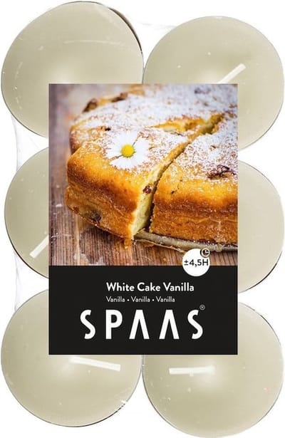 Spaas Geurtheelichtjes/waxinelichtjes - 12x - White Cake Vanilla - 4,5 branduren - geurkaarsen