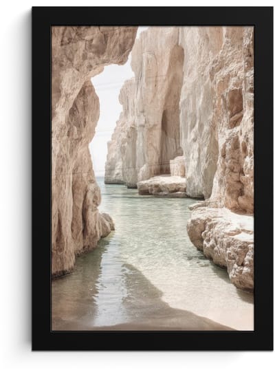 Poster in lijst - Fotolijst 20x30 cm - Posters - Rotsen - Zee - Zand - Kloof - Posterlijst zwart - Decoratie - Wanddecoratie woonkamer - Muurdecoratie slaapkamer