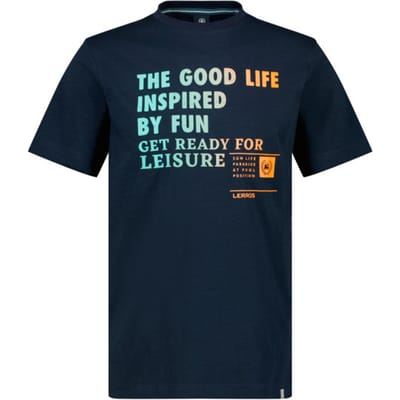 Lerros - T-shirt - Heren - M - 485 CLASSIC NAVY - Katoen - 2463070