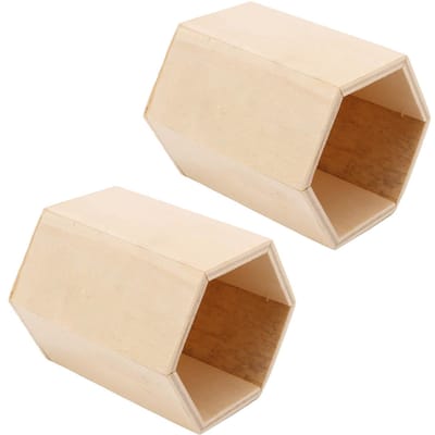 2 Stuks Houten Penhouder Geometrische Zeshoek DIY Ruwe Penhouder Bureau Opberg Organizer voor Thuis beige