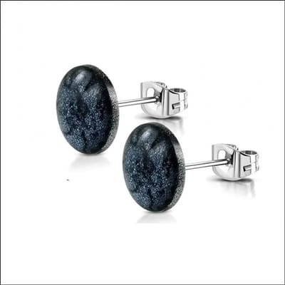 Aramat Jewels | Oorbellen | Modieuze Ronde Stalen Oorbellen 12mm | Grijs-Zwart | |12mm | Staal | Volwassenen | Verkleurd niet