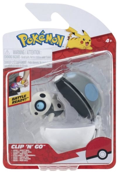 Jazwares Pokémon Clip'n'Go Poké Balls Aron & Heavy Ball Mini-Figuur