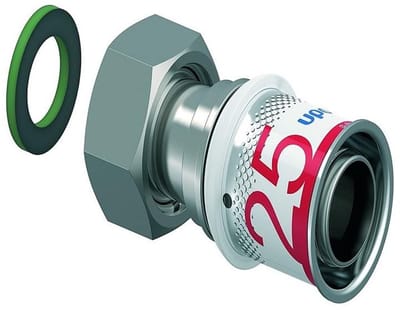 Uponor s-press plus adapter with swivel nut and flat sealing washer 25 mm x 34